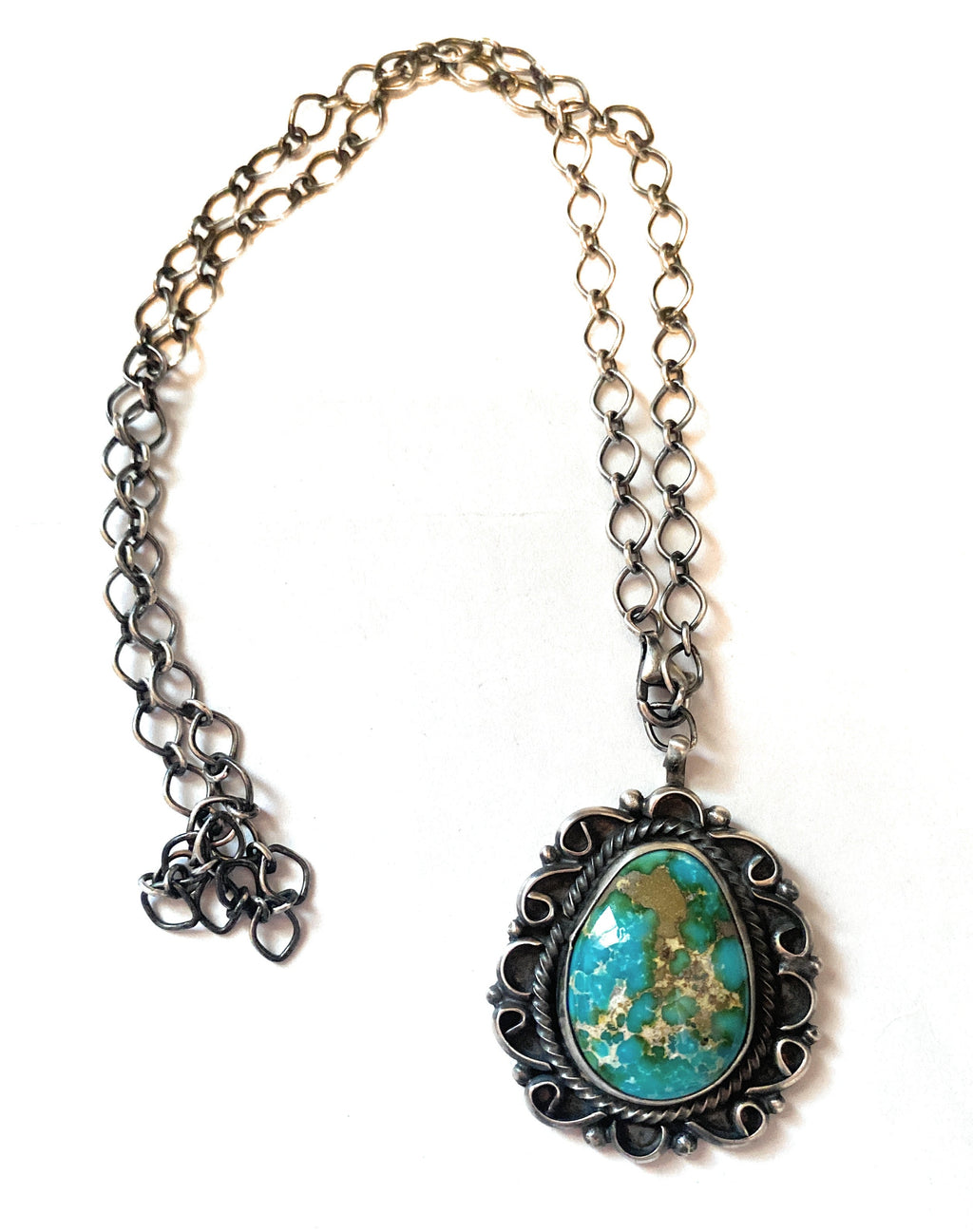 Handcrafted Sterling Silver & Royston Turquoise Necklace Signed