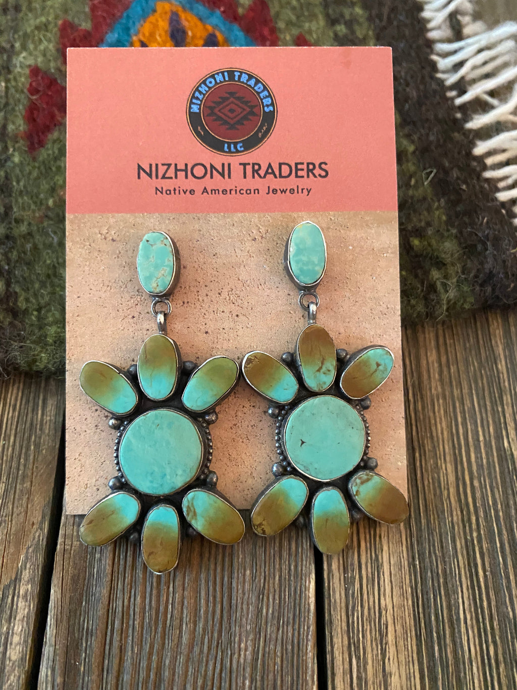 Handcrafted Jacqueline Silver Royston Turquoise & Sterling Silver Dangle Earrings