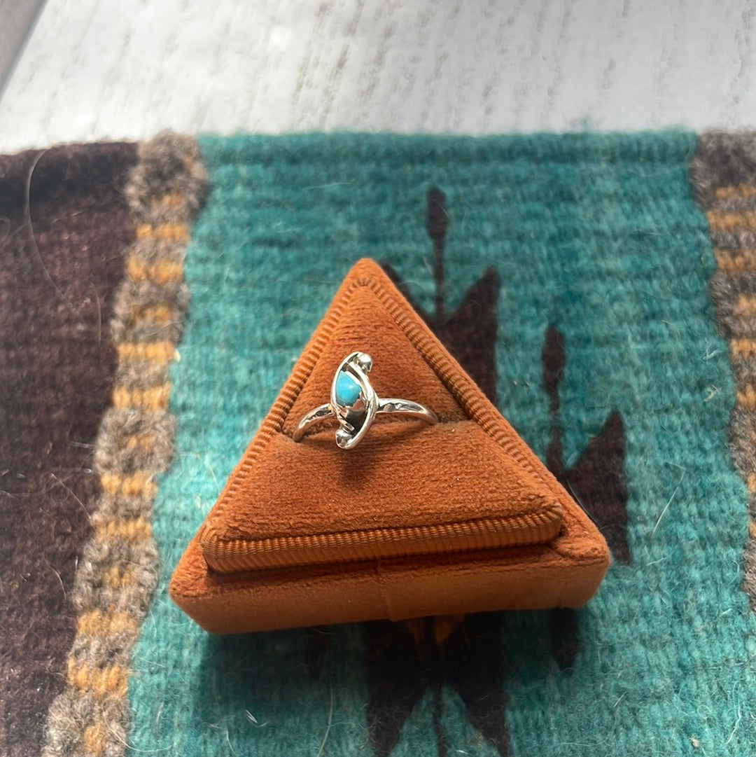 Handcrafted Single Stone Turquoise & Stamped Sterling Silver Ring