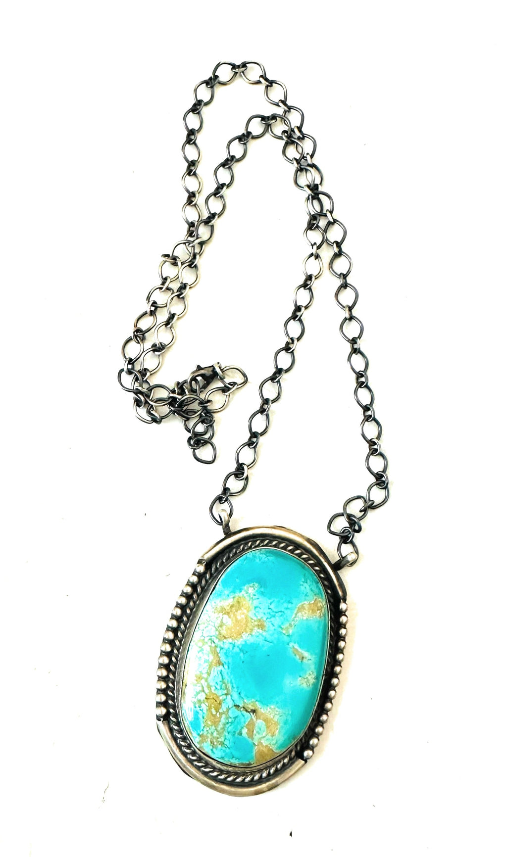 Handcrafted Sterling Silver & Kingman Turquoise Necklace
