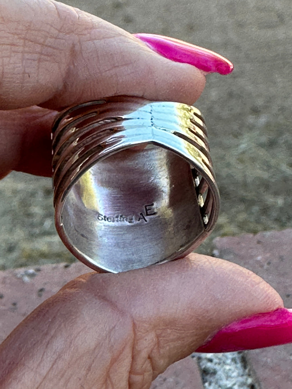 Handcrafted Sterling Silver Tri Color Opal Inlay  Stacker Ring