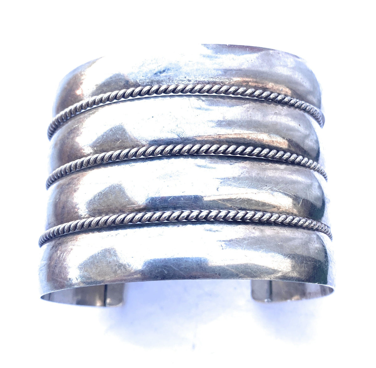 Handcrafted Vintage Sterling Silver Cuff Bracelet Signed