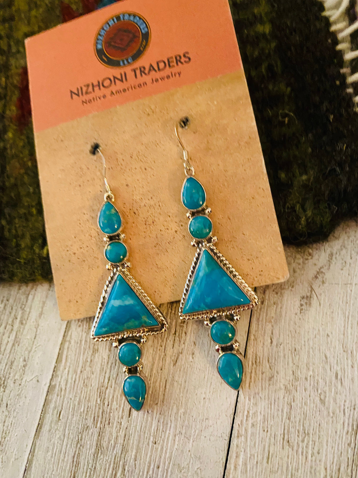 Handcrafted Turquoise & Sterling Silver Dangle Earrings