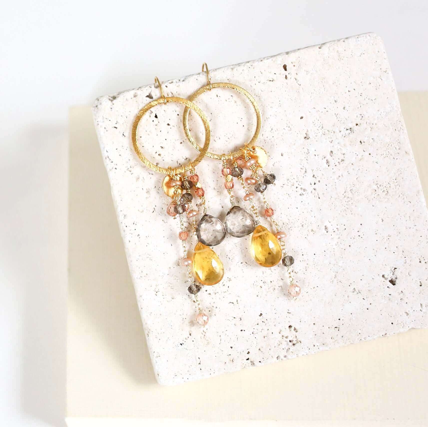 Rose Pink Gemstones Ammil Earrings