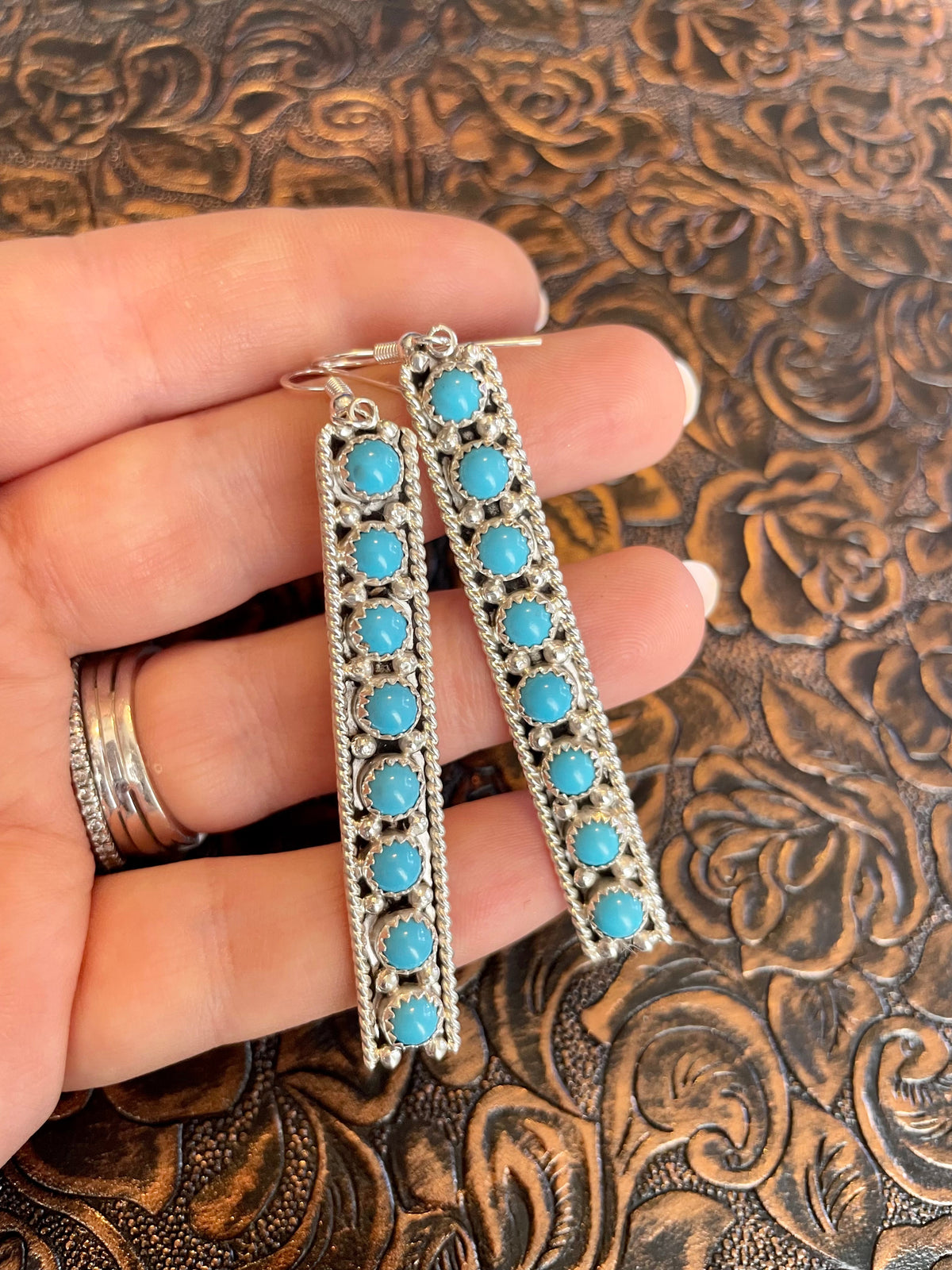Handcrafted Sterling Silver & Turquoise Dangle Earrings