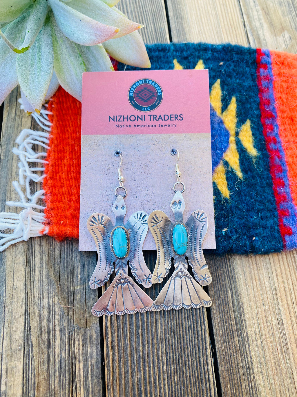 Handcrafted Turquoise & Sterling Silver Water Bird Dangle Earrings