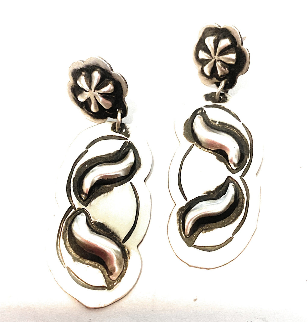 Handcrafted Sterling Silver Concho Dangle Earrings By Leander Tahe