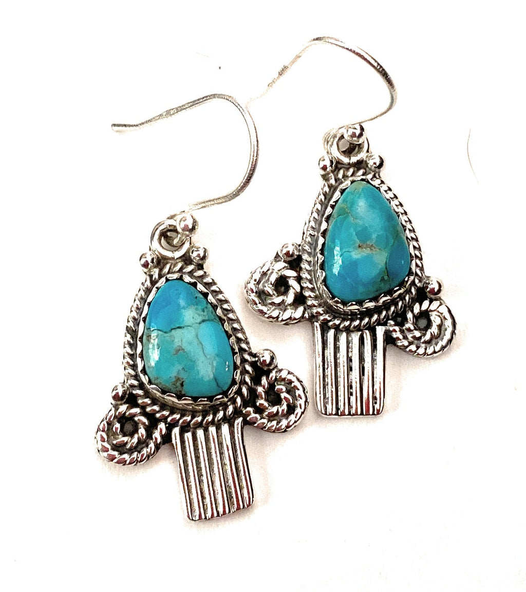Handmade Turquoise & Sterling Silver Dangle Earrings