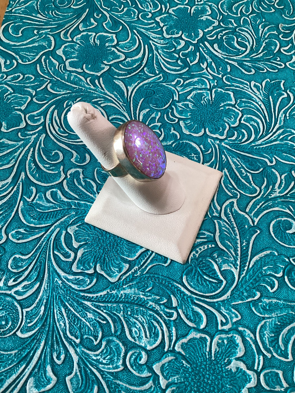 Old Pawn Handcrafted Sterling Silver & Pink Opal Ring Size 6