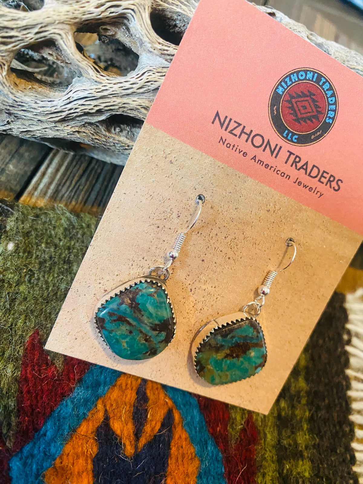 Handcrafted Turquoise & Sterling Silver Dangle Earrings