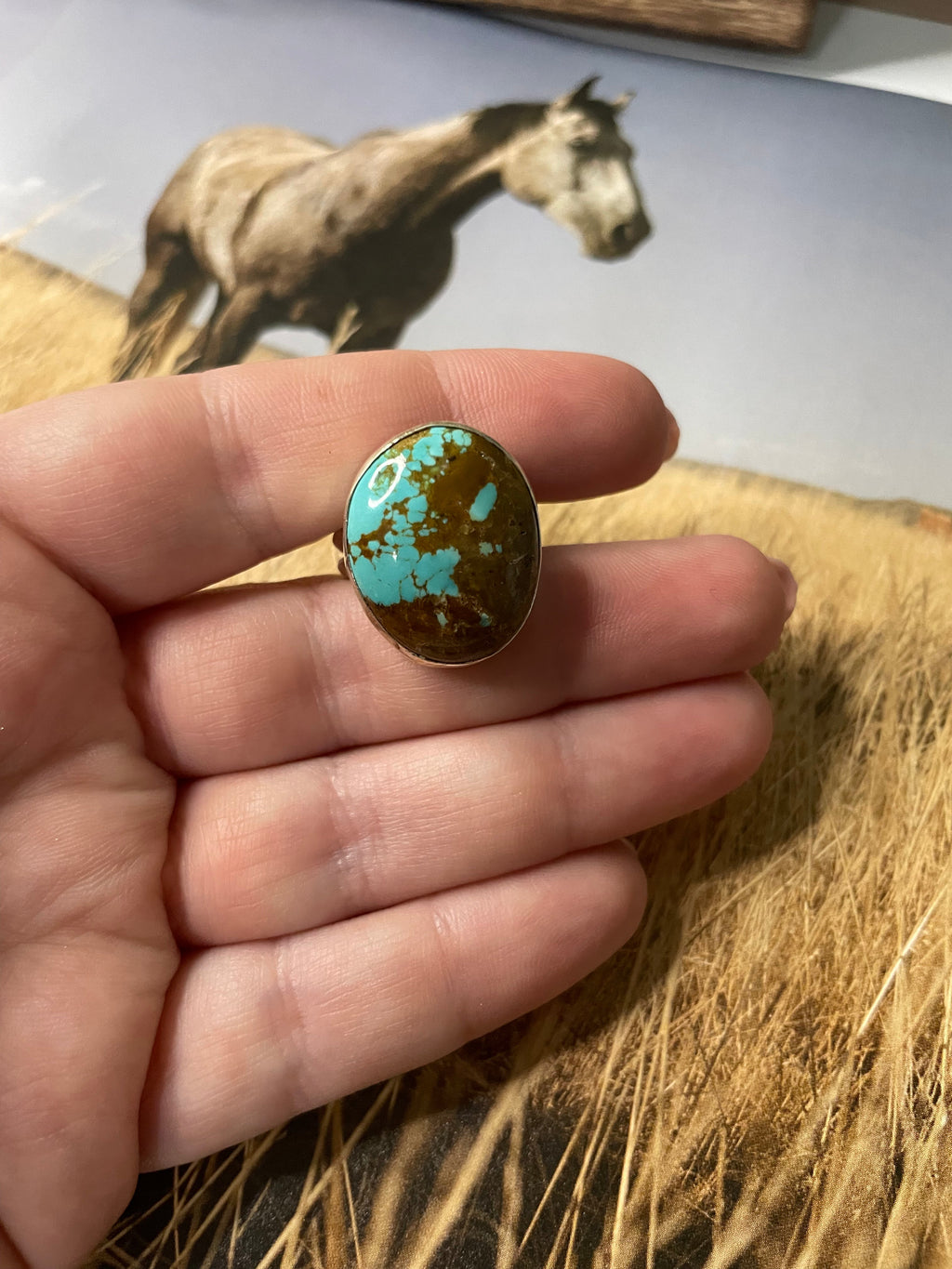 Handcrafted Turquoise And Sterling Silver Ring Sz 6