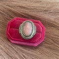 Gorgeous Handcrafted Pink Peruvian Opal And Sterling Silver Adjustable Ring