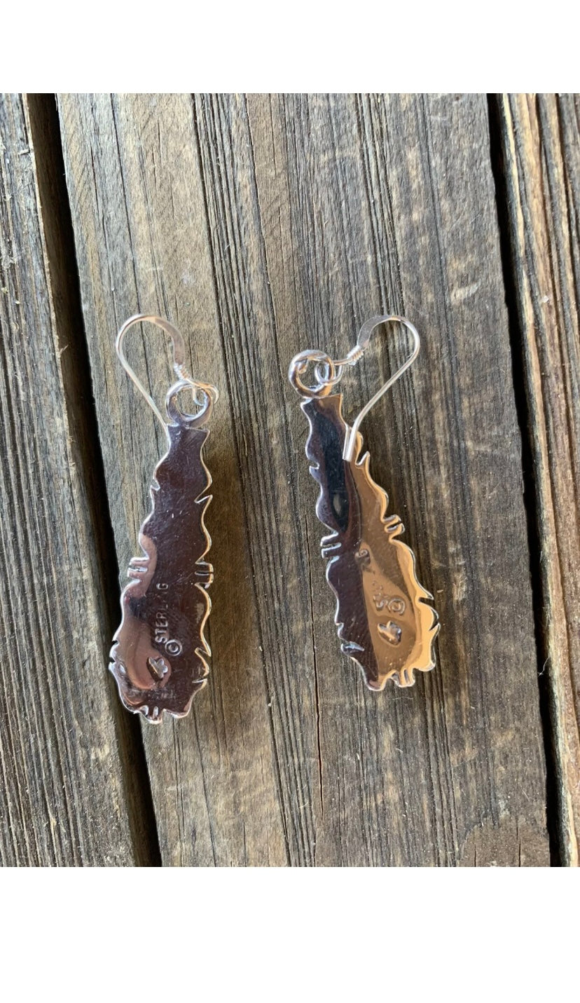 Handcrafted Pink Dream Mojave & Sterling Silver Jagged Edge Dangle Earrings Wire