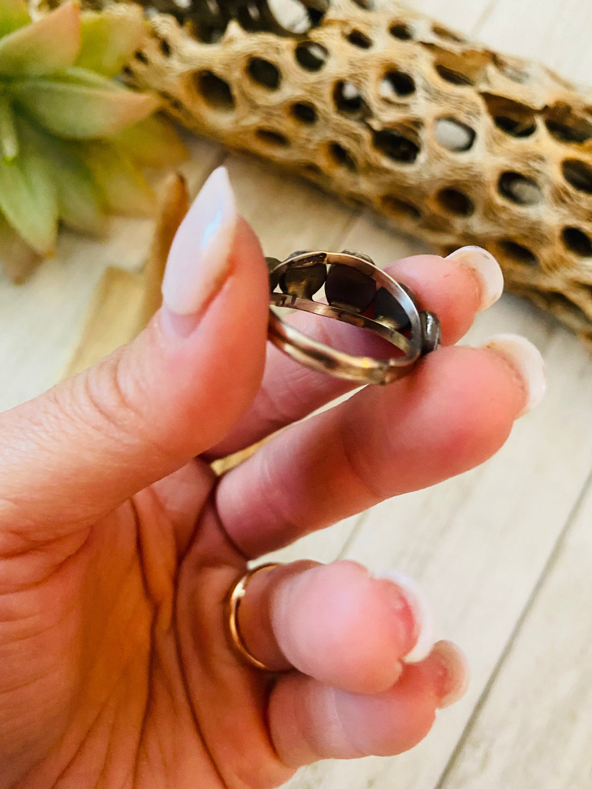 Handcrafted Turquoise and Sterling Silver Concho Band Ring