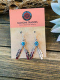 Handcrafted Sterling Silver & Turquoise Feather Dangle Earrings