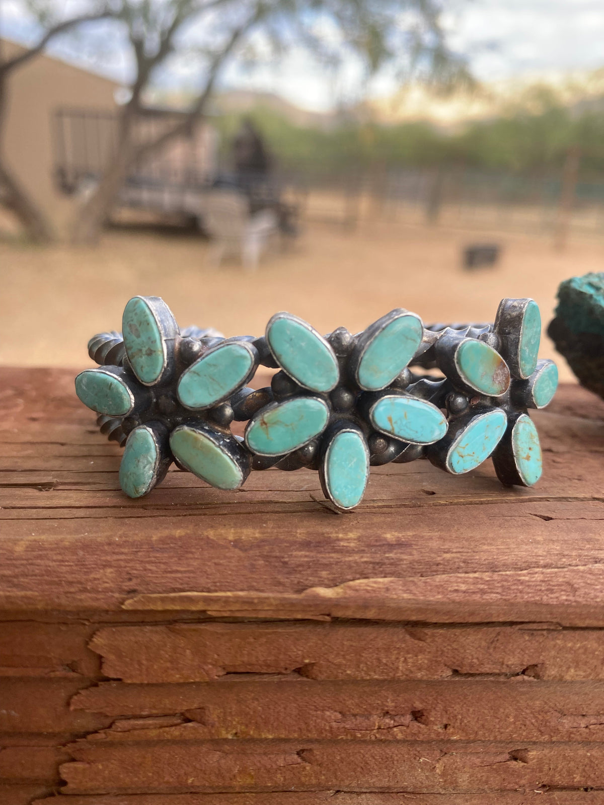 Jacqueline Silver Royston Turquoise & Sterling Cluster Cuff