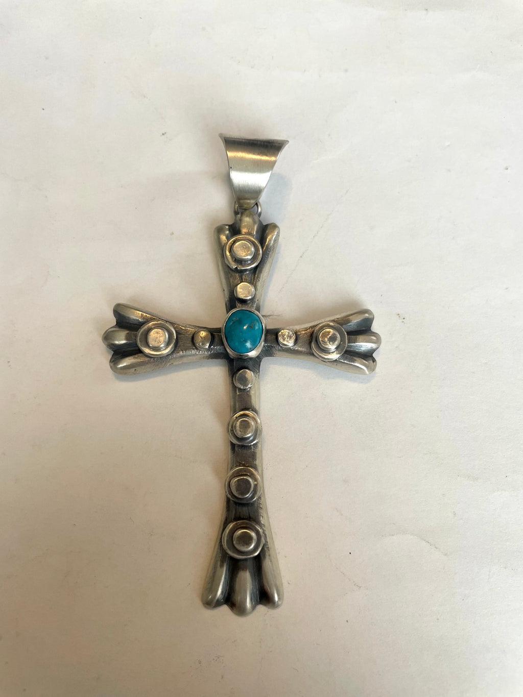 Handcrafted Sterling Silver & Turquoise Cross Pendant