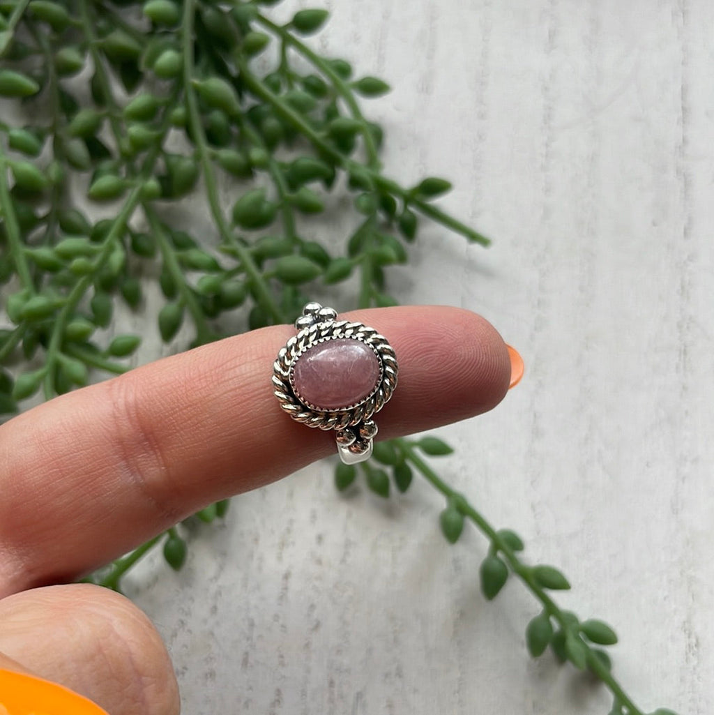 Handcrafted Sterling Silver & Rhodochrosite Round Ring