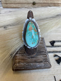 Handcrafted Turquoise & Sterling Silver Ring Size 7 Signed Russell Sam