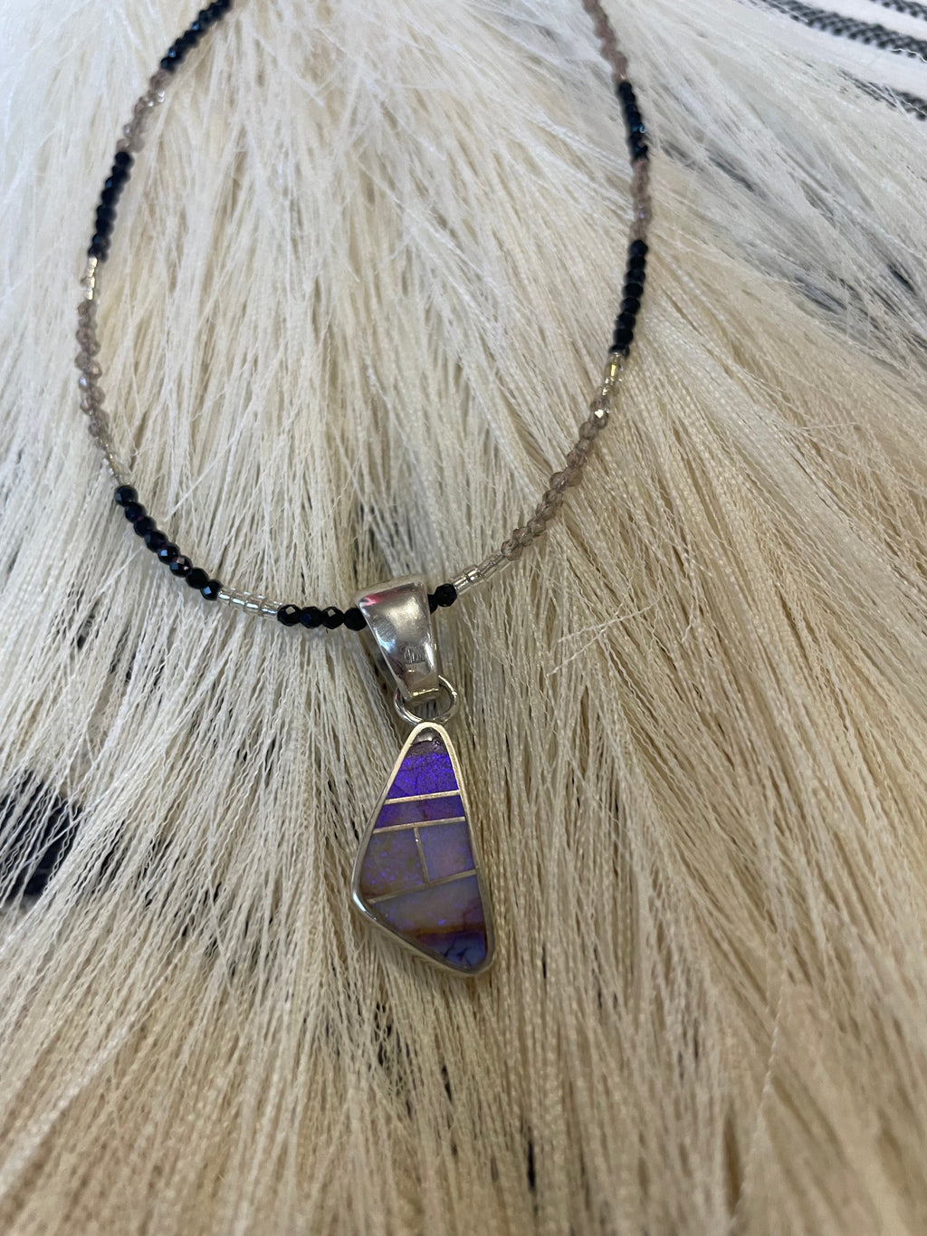 Handcrafted Sterling Silver & Blue Opal Inlay Pendant