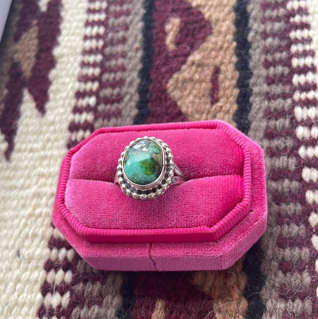 “The Taylor” Handcrafted Turquoise Sterling Silver Ring Size 10