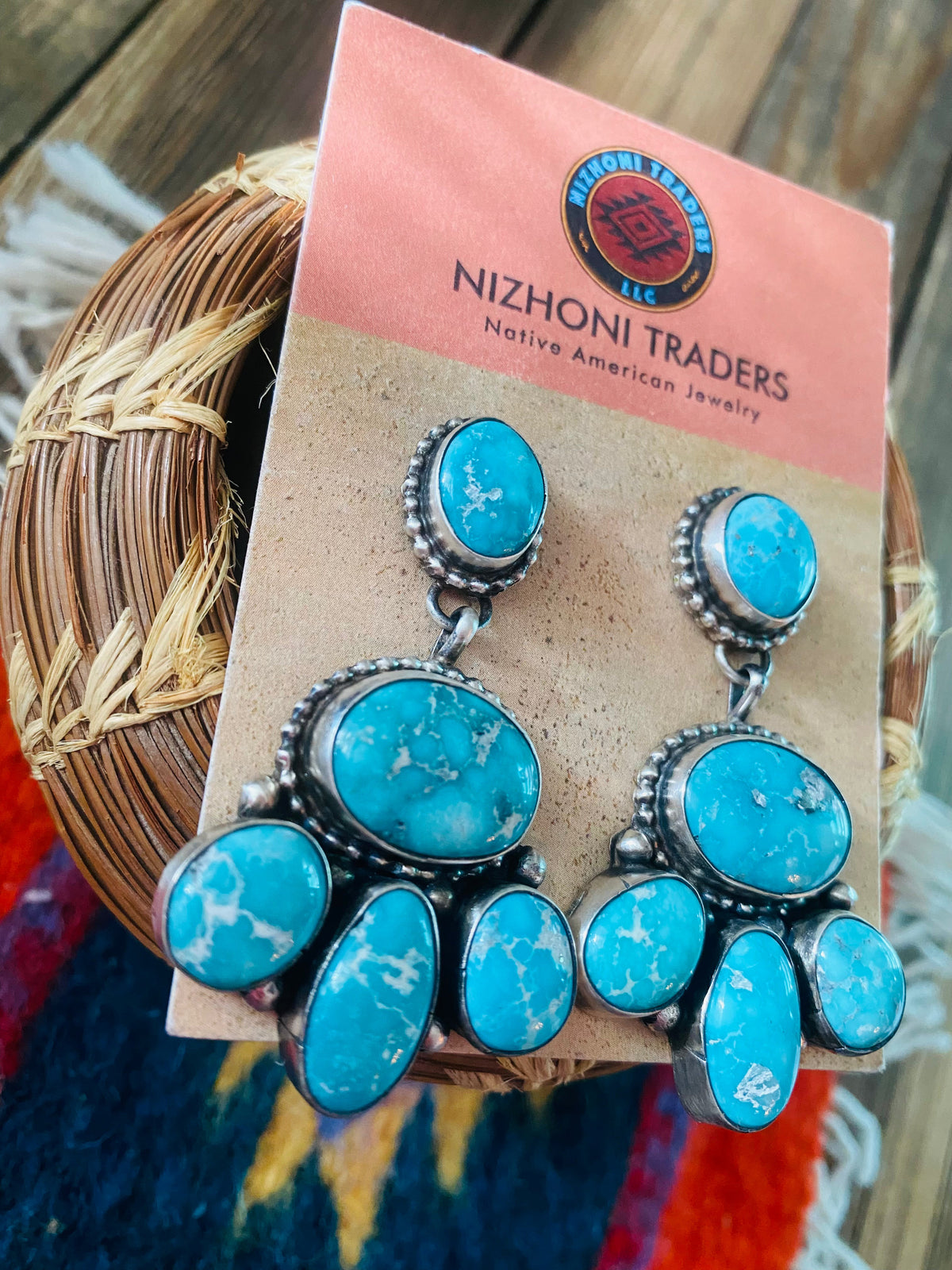 Handcrafted Sterling Silver & Sonoran Mountain Turquoise Dangle Earrings