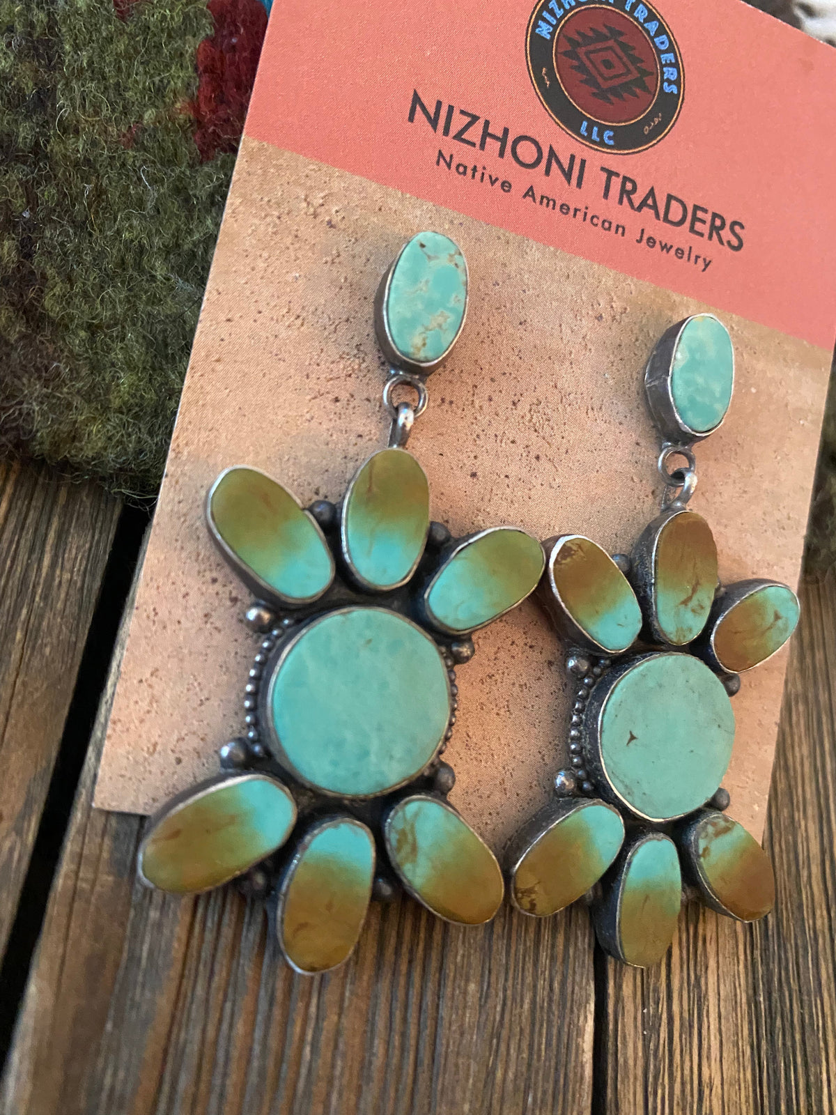 Handcrafted Jacqueline Silver Royston Turquoise & Sterling Silver Dangle Earrings