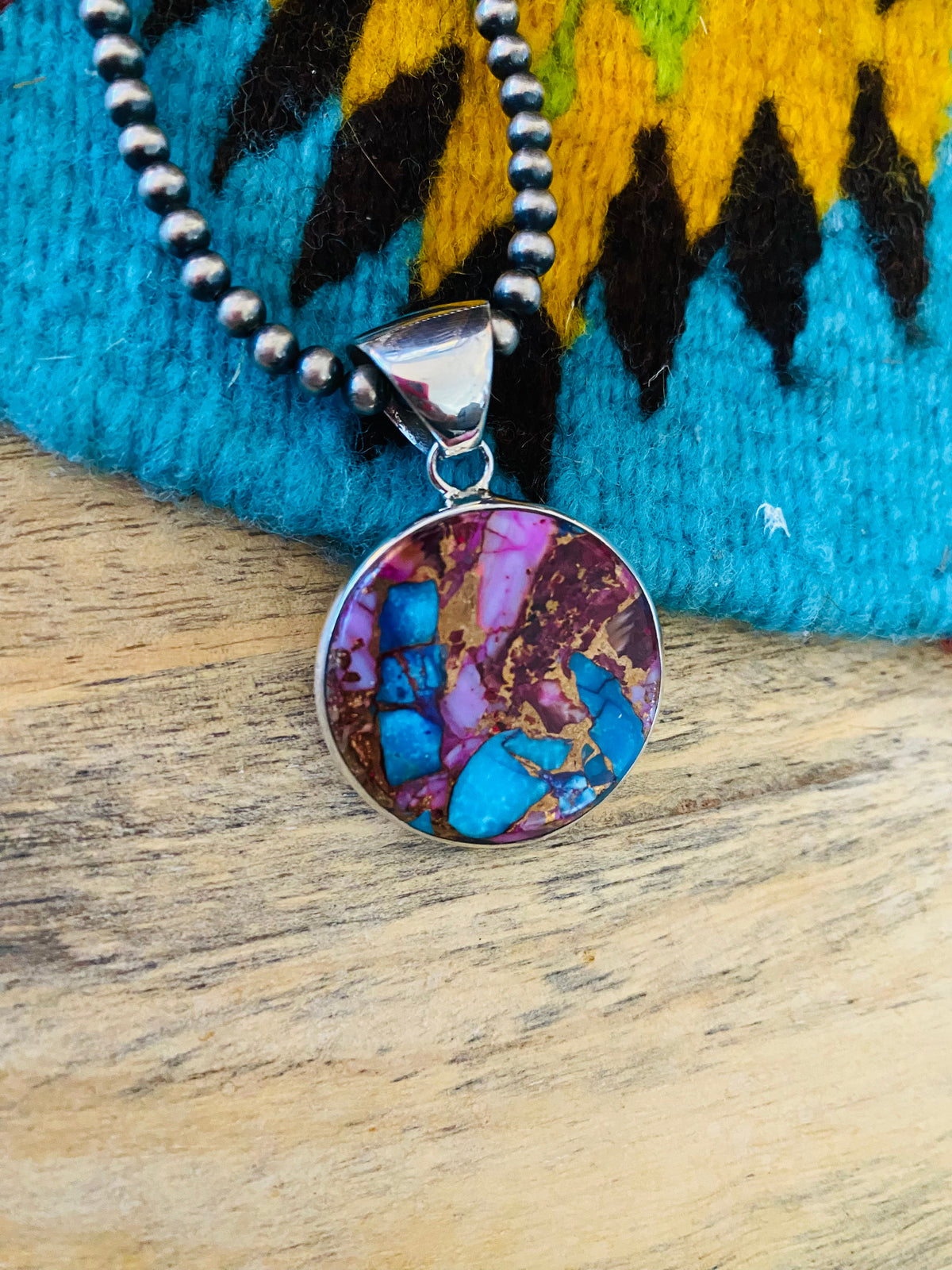 Handcrafted Sterling Silver & Pink Dream Circle Pendant