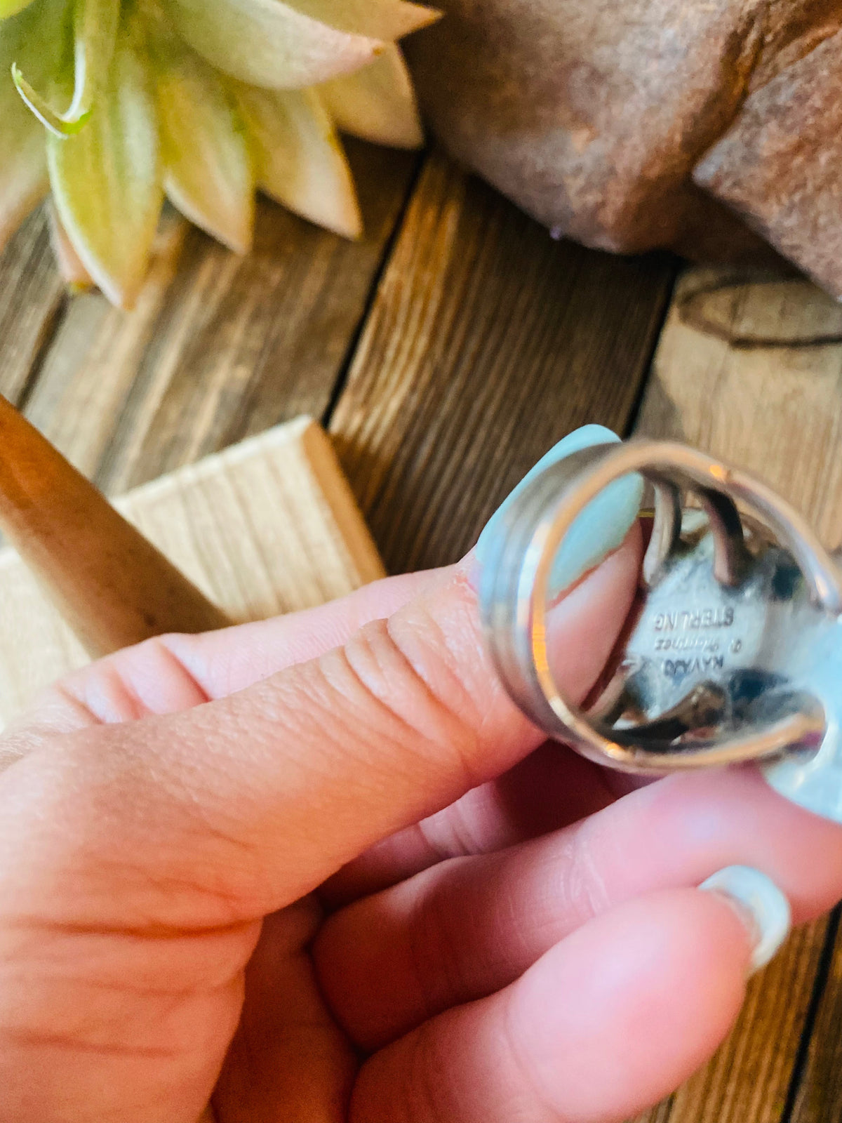 Handcrafted Kingman Turquoise & Sterling Silver Ring Size 6.5