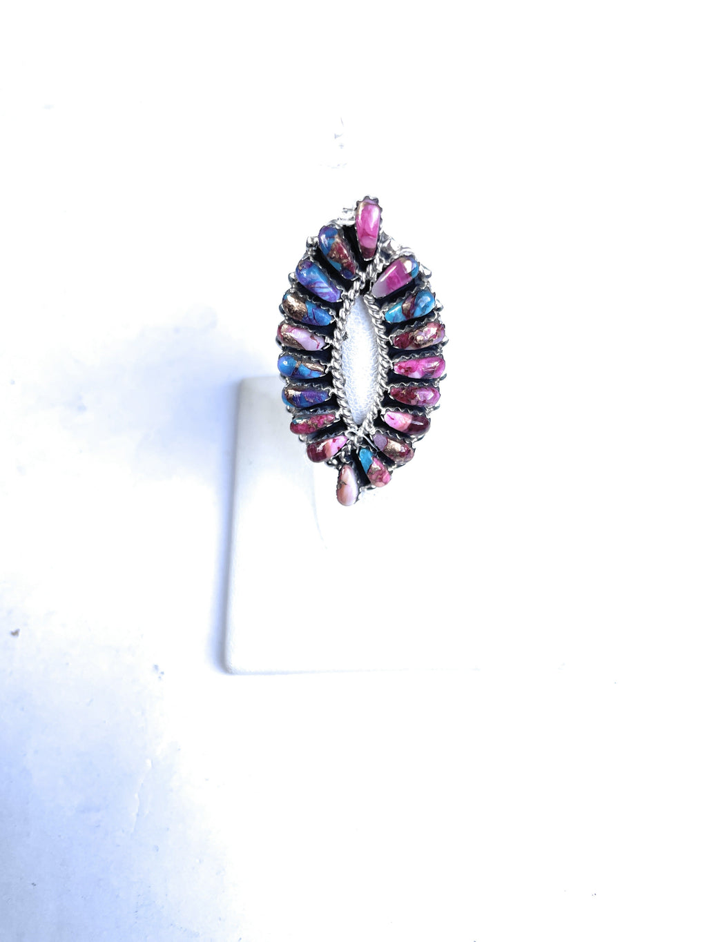 Handcrafted Double Swirl Purple Dream Sterling Silver Ring Signed