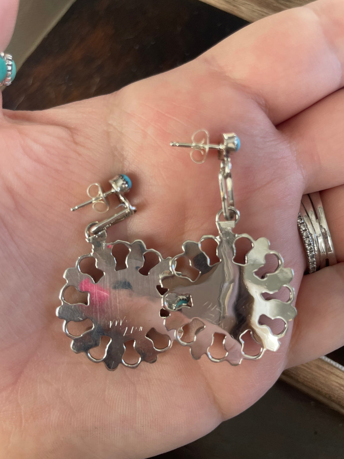 Handcrafted Turquoise Sterling Silver Dangle Earrings