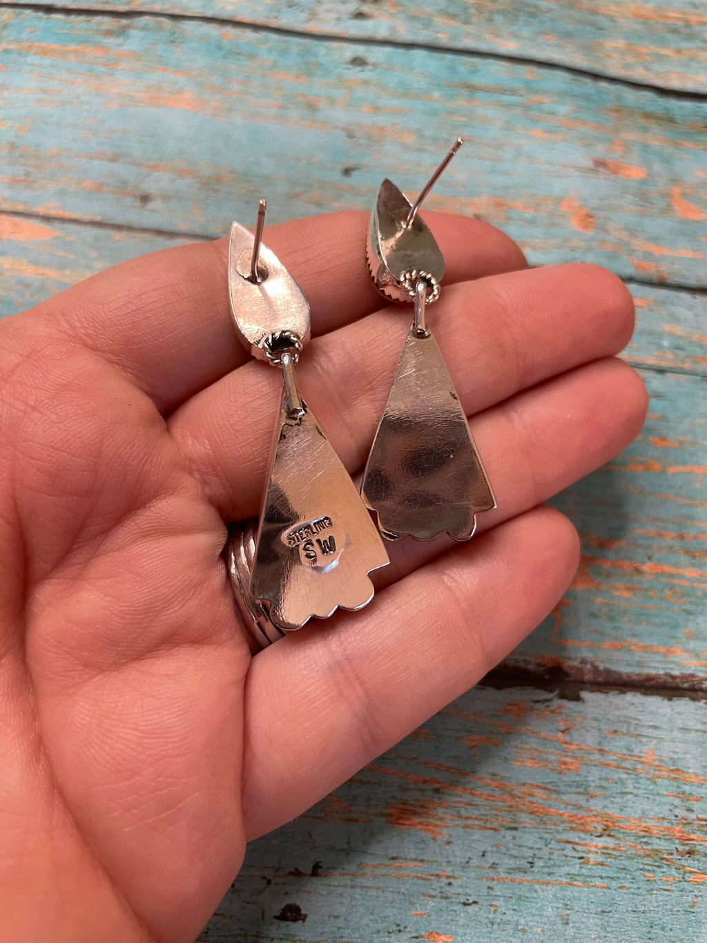 Handcrafted Sterling Silver And Coral Dangle Earrings