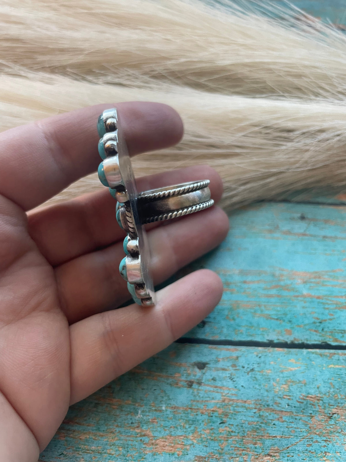 Handcrafted Sterling Silver & Turquoise Adjustable Ring