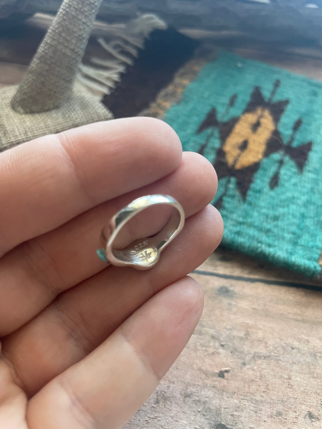 Handcrafted Sterling Silver & Multi Stone Inlay Ring Size 5.5