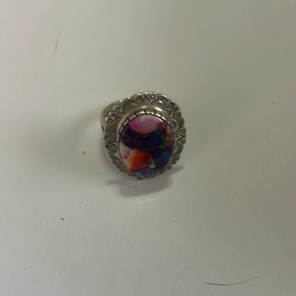 “Dreamy ” Handcrafted Pink Dream & Sterling Silver Ring Signed