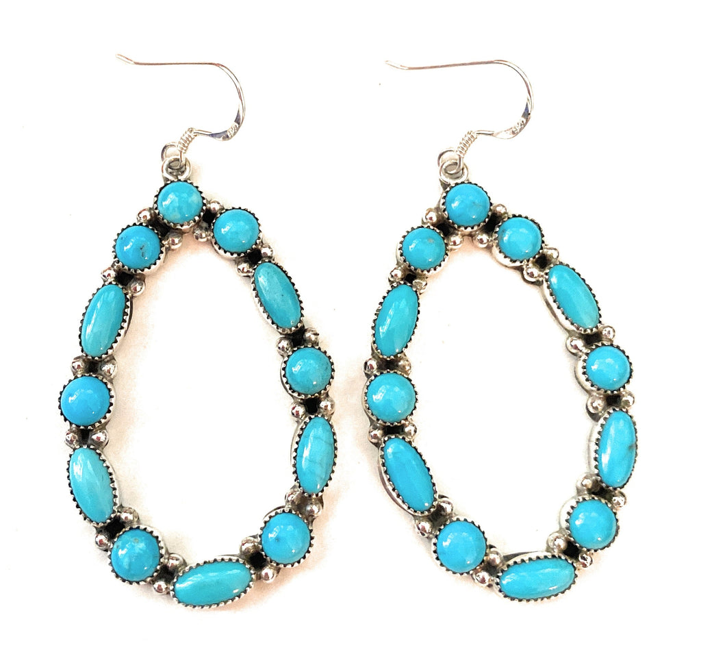 Handcrafted Sleeping Beauty Turquoise & Sterling Silver Dangle Earrings