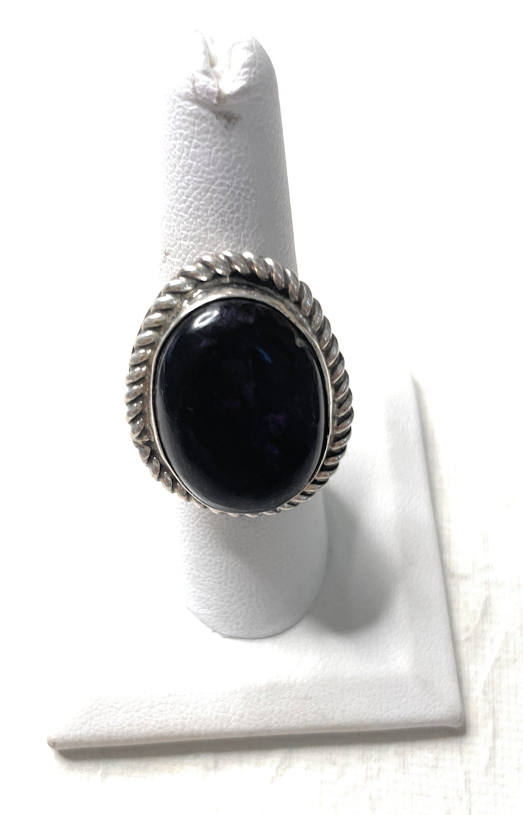 Old Pawn Handcrafted Sterling Silver & Charorite Ring Size 7.5