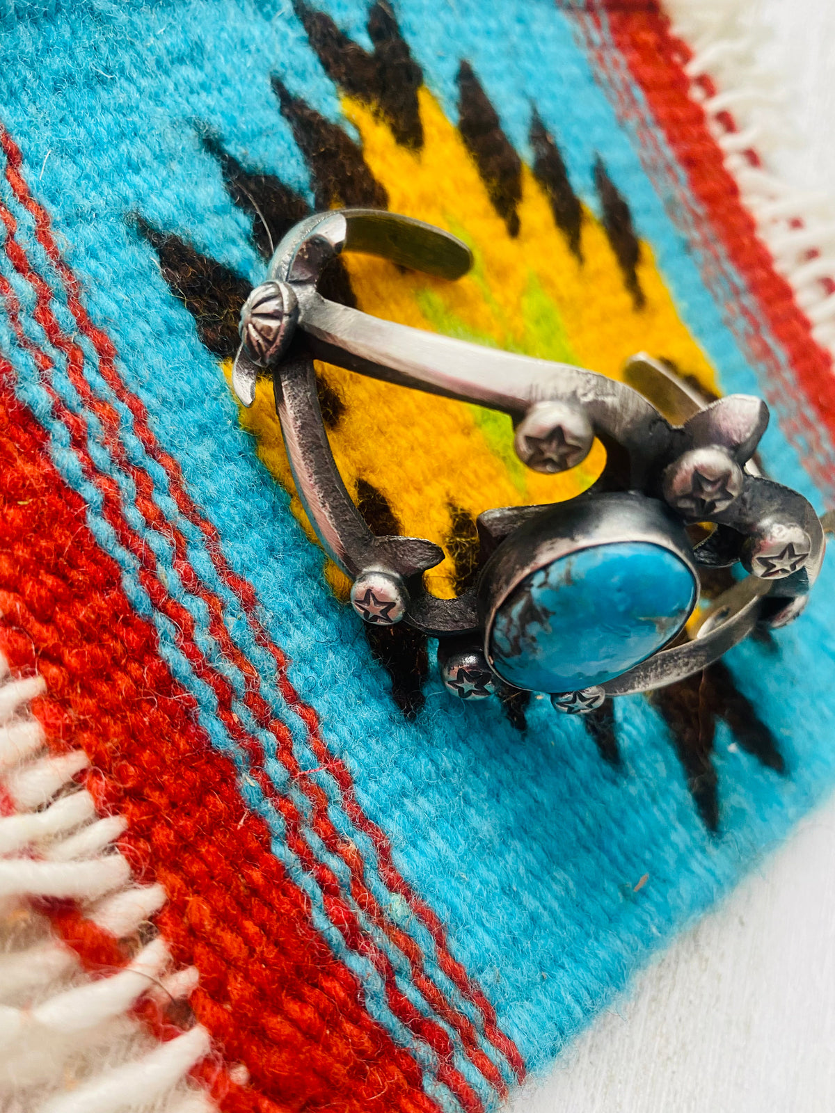Handcrafted Turquoise & Sterling Silver Cuff Bracelet By Chimney Butte