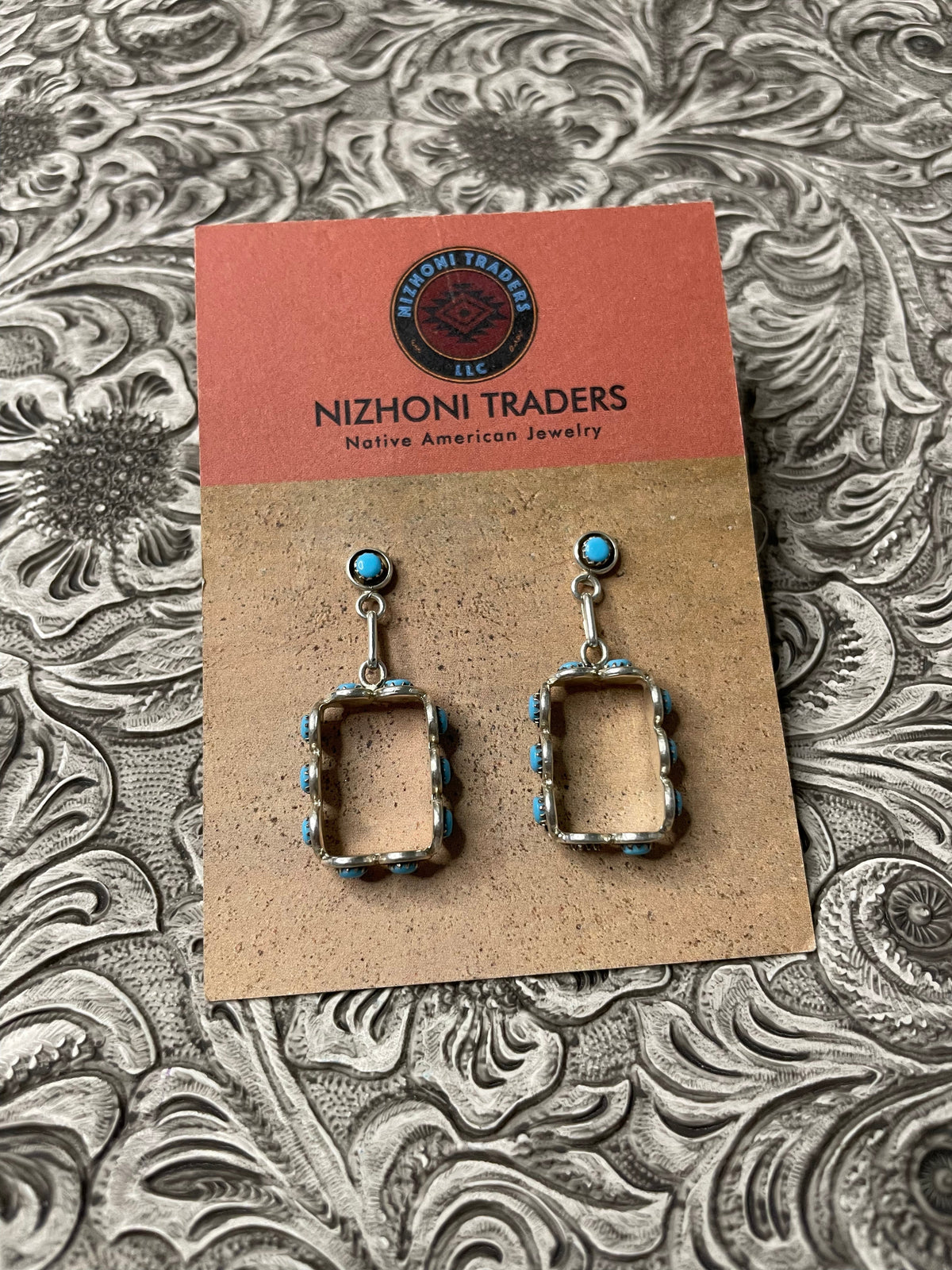 Handcrafted Turquoise And Sterling Silver Snake Eye Dangle Earrings