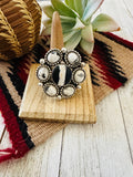 Handcrafted Sterling Silver And White Buffalo Cluster Adjustable Ring
