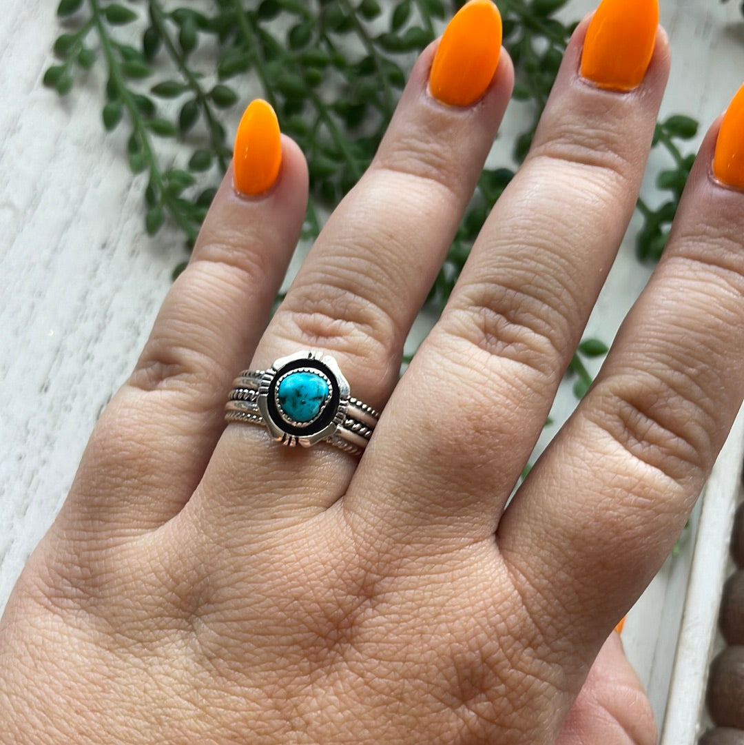 “The Bordered” Handcrafted Turquoise Sterling Silver Ring