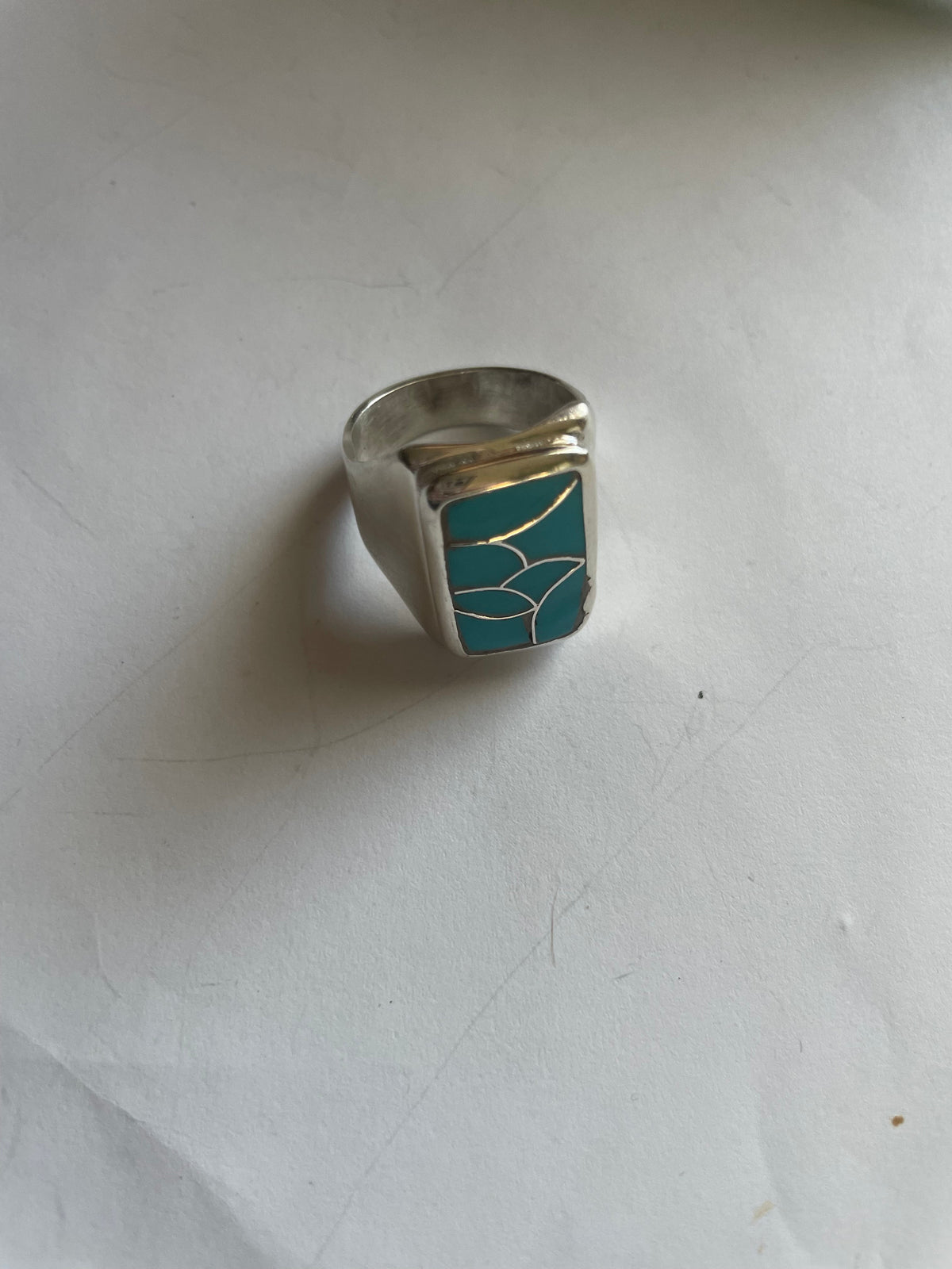 Handcrafted Sterling Silver & Turquoise Inlay Ring size 9.5