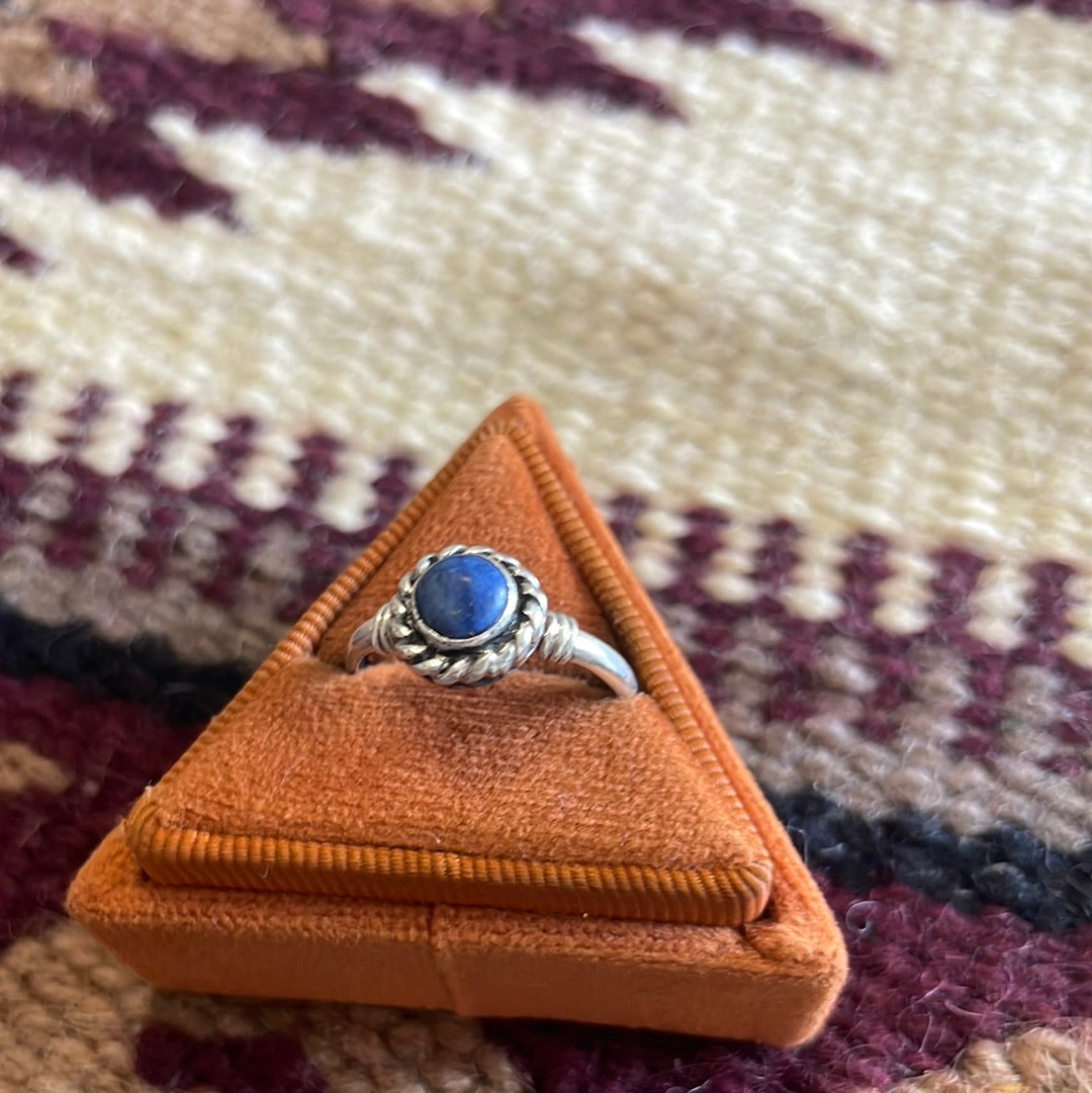 Handcrafted Lapis & Sterling Silver Twist Ring