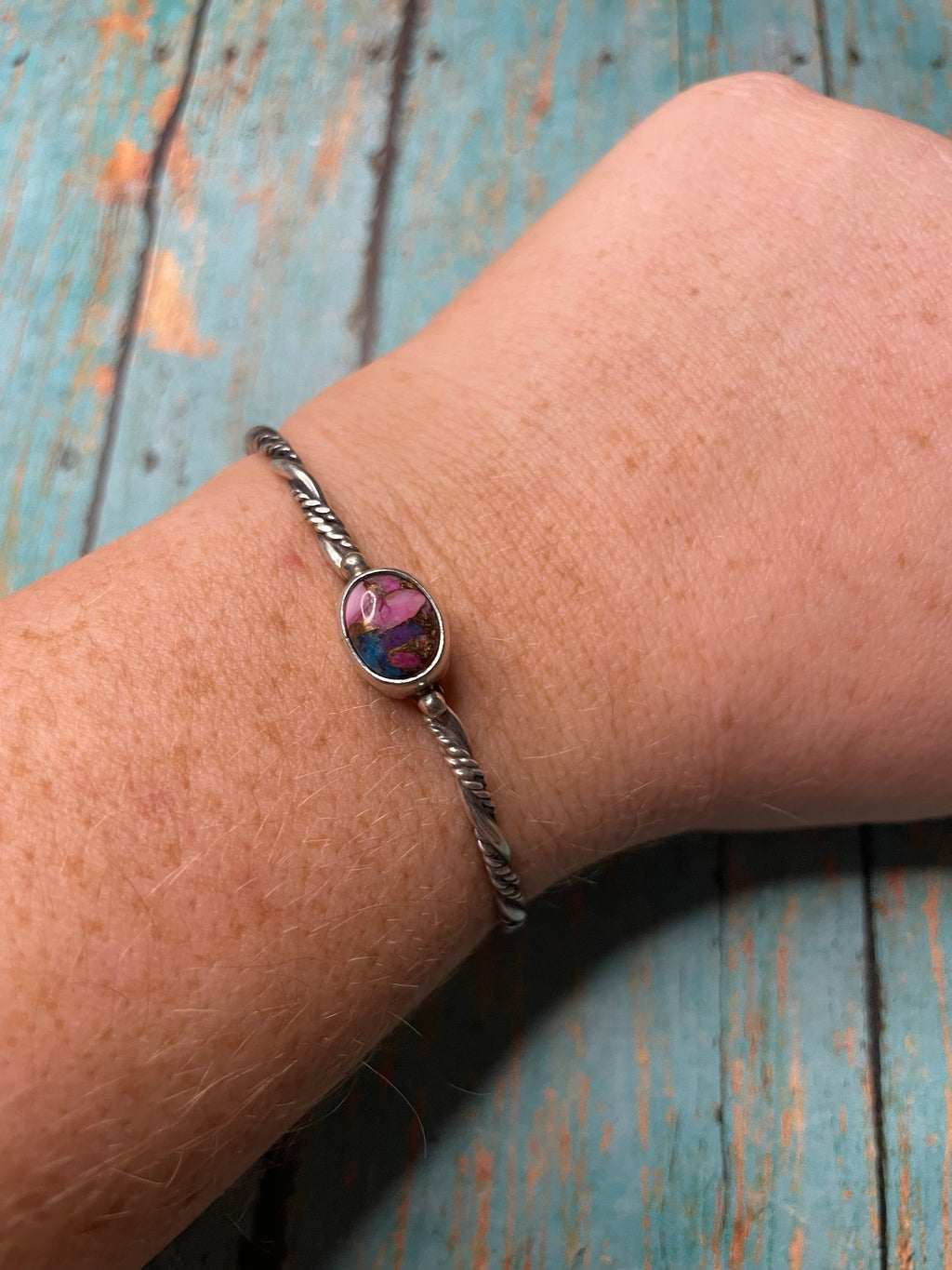 Handcrafted Purple Dream And Sterling Silver Adjustable Bracelet Cuff