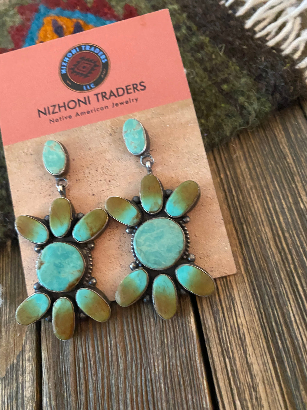 Handcrafted Jacqueline Silver Royston Turquoise & Sterling Silver Dangle Earrings