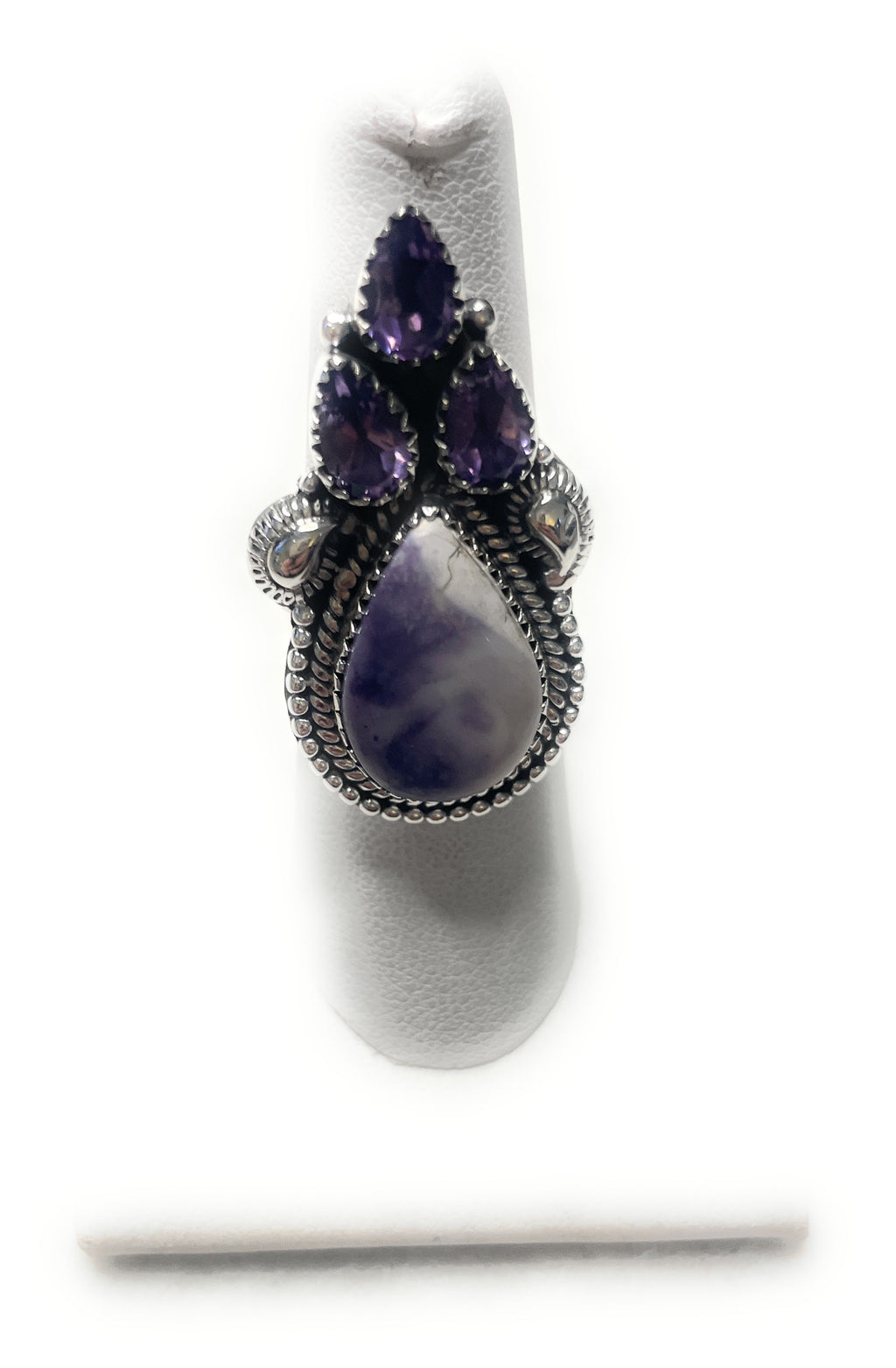Handmade Morado Opal & Amethyst Adjustable Ring