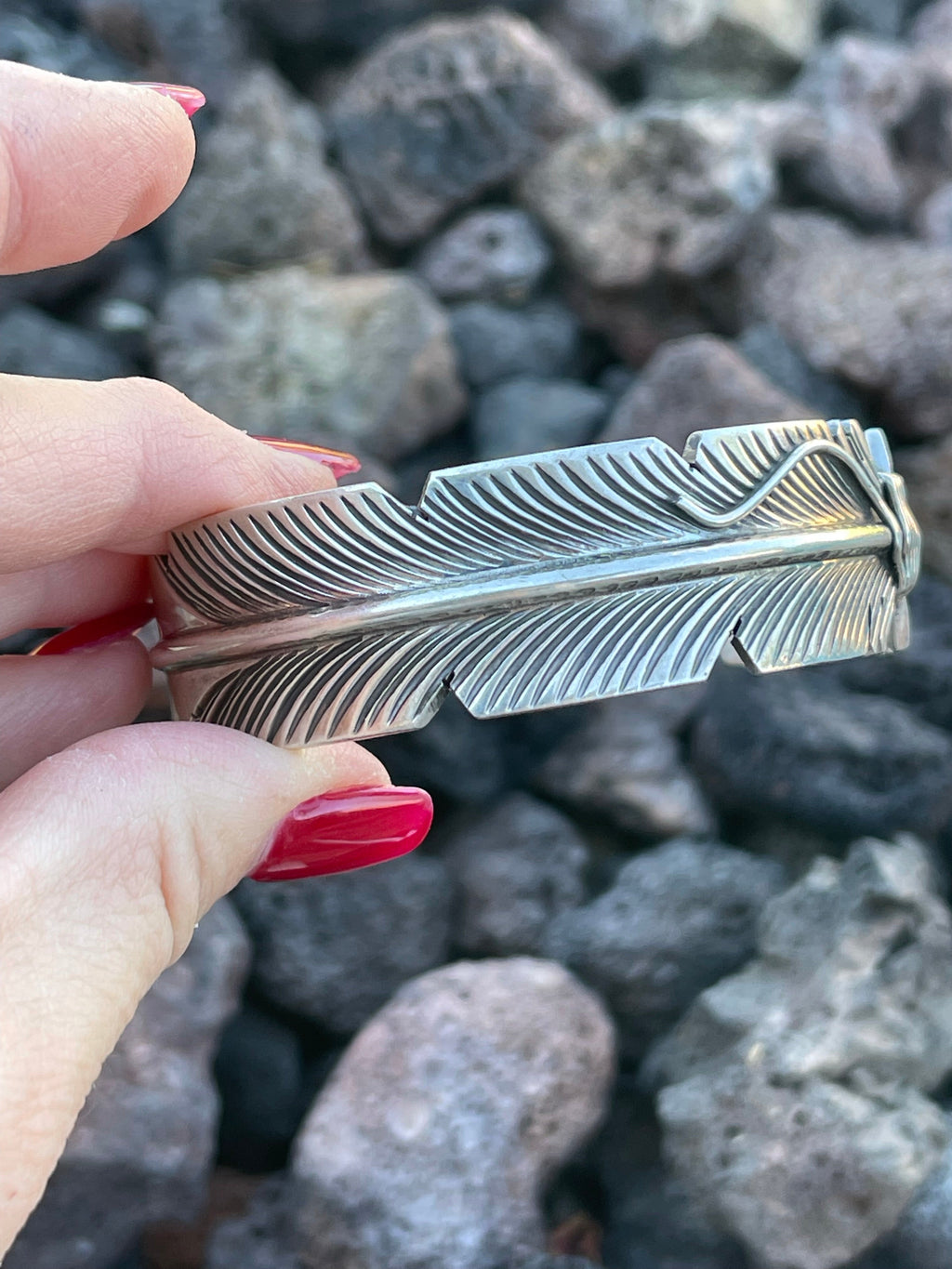 Handcrafted Sterling Silver Feather Bracelet Cuff