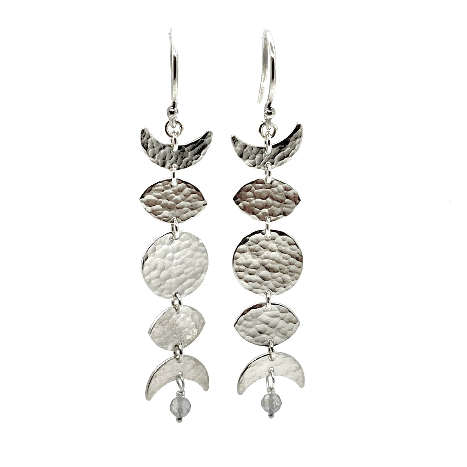 Moon Phase Earrings in Sterling Silver