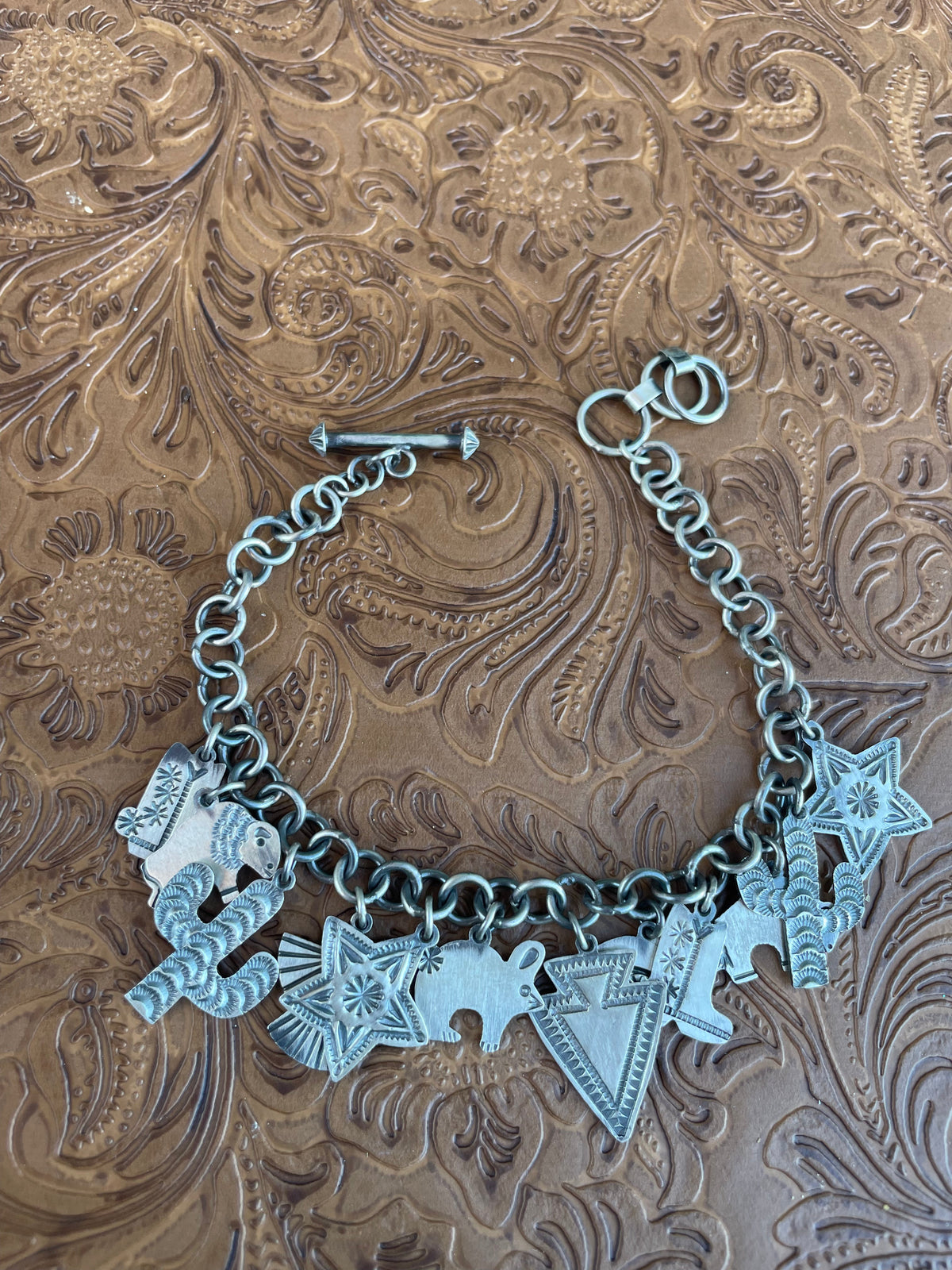 Darrell Cadman Sterling Silver Charms Bracelet 10”Signed
