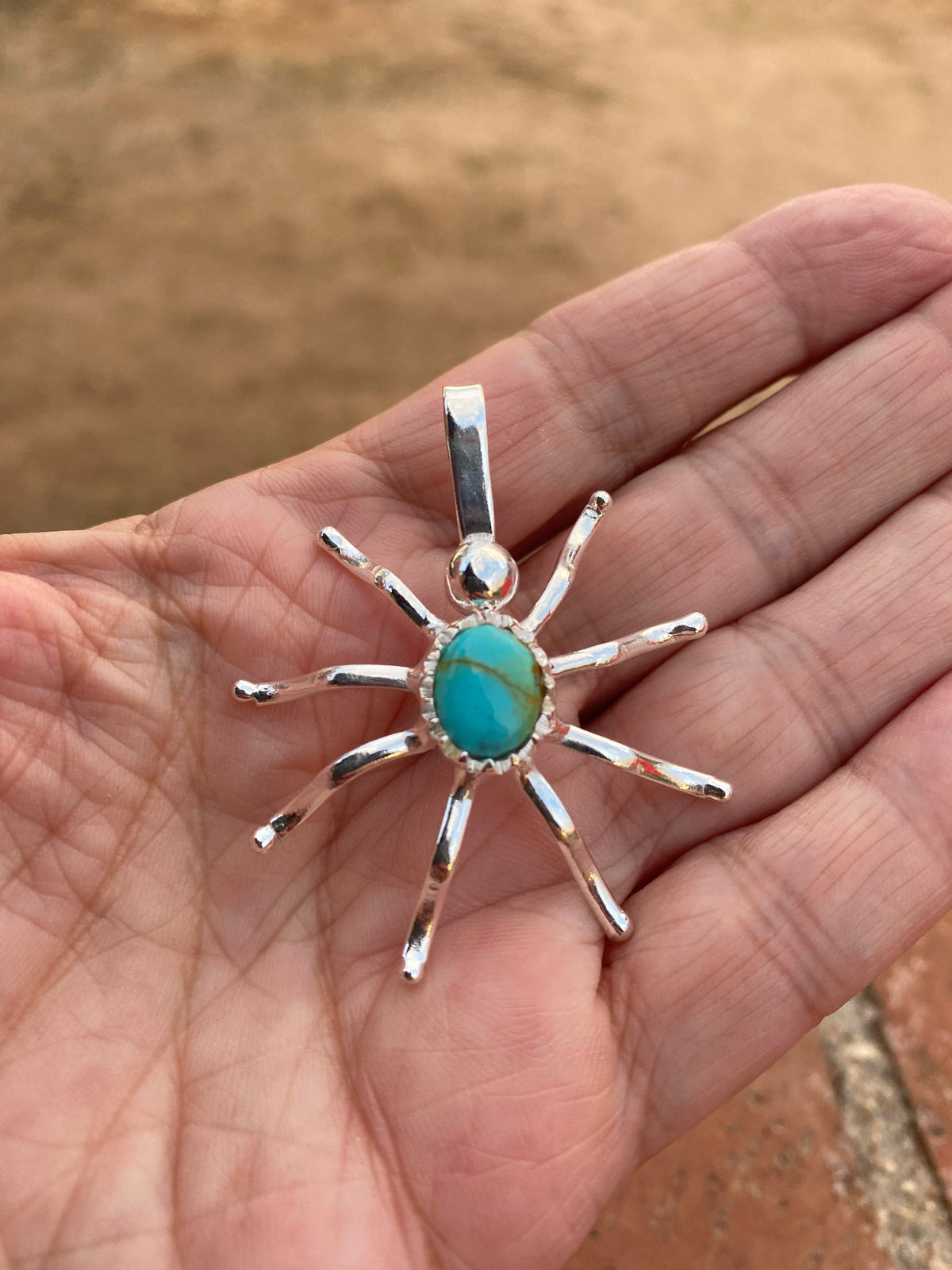 Natural Kingman Turquoise & Sterling Silver Pendant